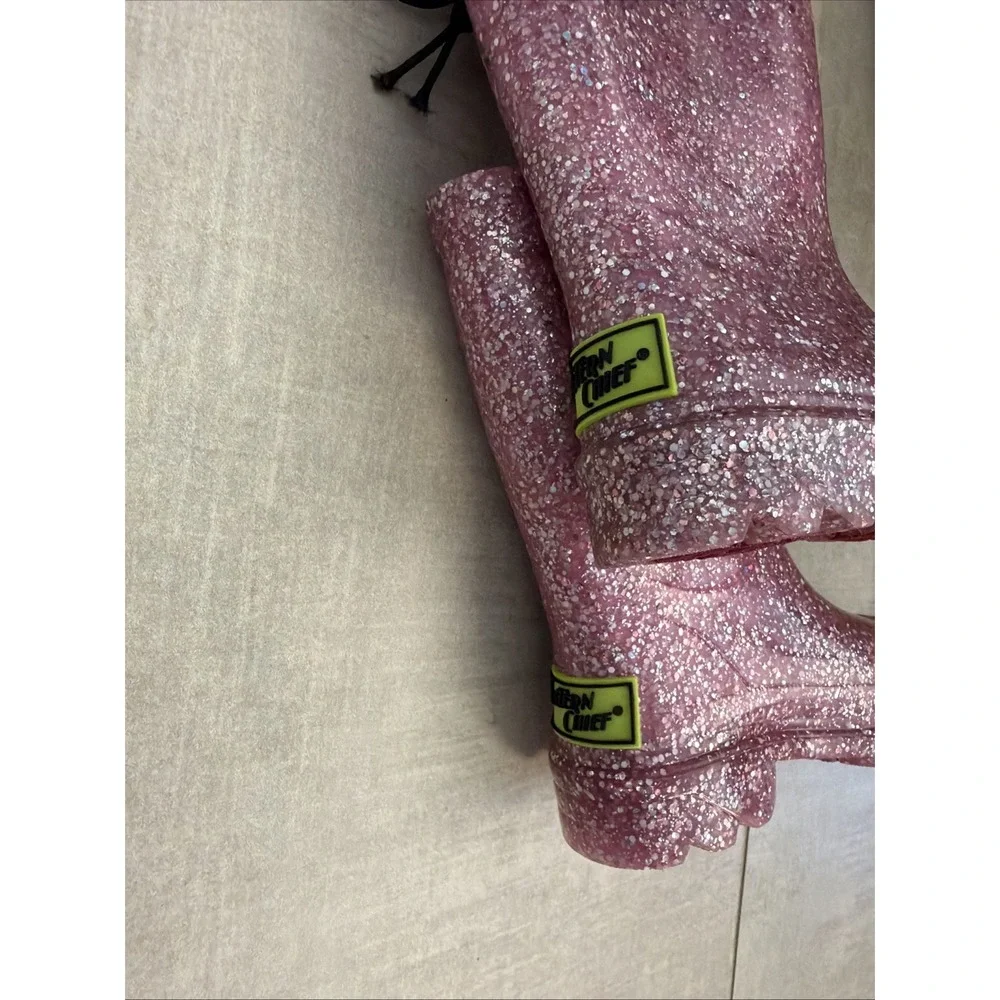 Western Chief Toddler Girl Size 5 Abby Glitter Lighted Rain Boots NWT Shiny